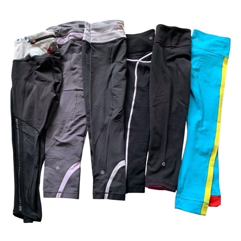 6 piece LULULEMON crop capri LEGGINGS LOT MIX BUNDLE RESELLER WHOLESALE
